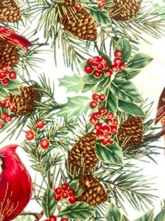 Beautiful Christmas Cardinal and Pine Blanket