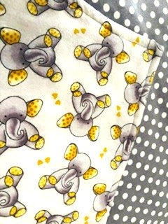 Sweet Snuggly Elephants and Polka Dot Baby Blanket