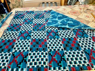 Beautiful Blue African Kente Lap Quilt/Throw