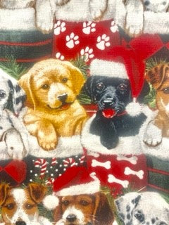 Sweetest Christmas Puppies and stockings Blanket and Gift