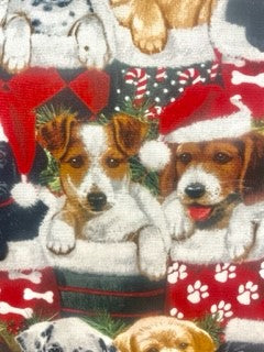 Sweetest Christmas Puppies and stockings Blanket and Gift