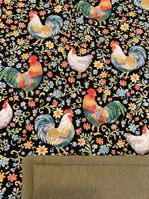 Beautiful colorful Chickens and flowers blanket