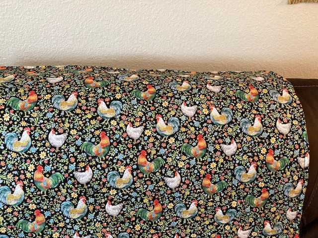 Beautiful colorful Chickens and flowers blanket