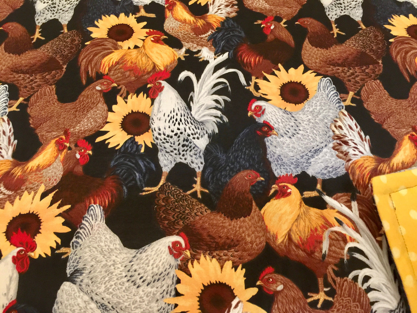 Beautiful reversible chicken and sunflower throw