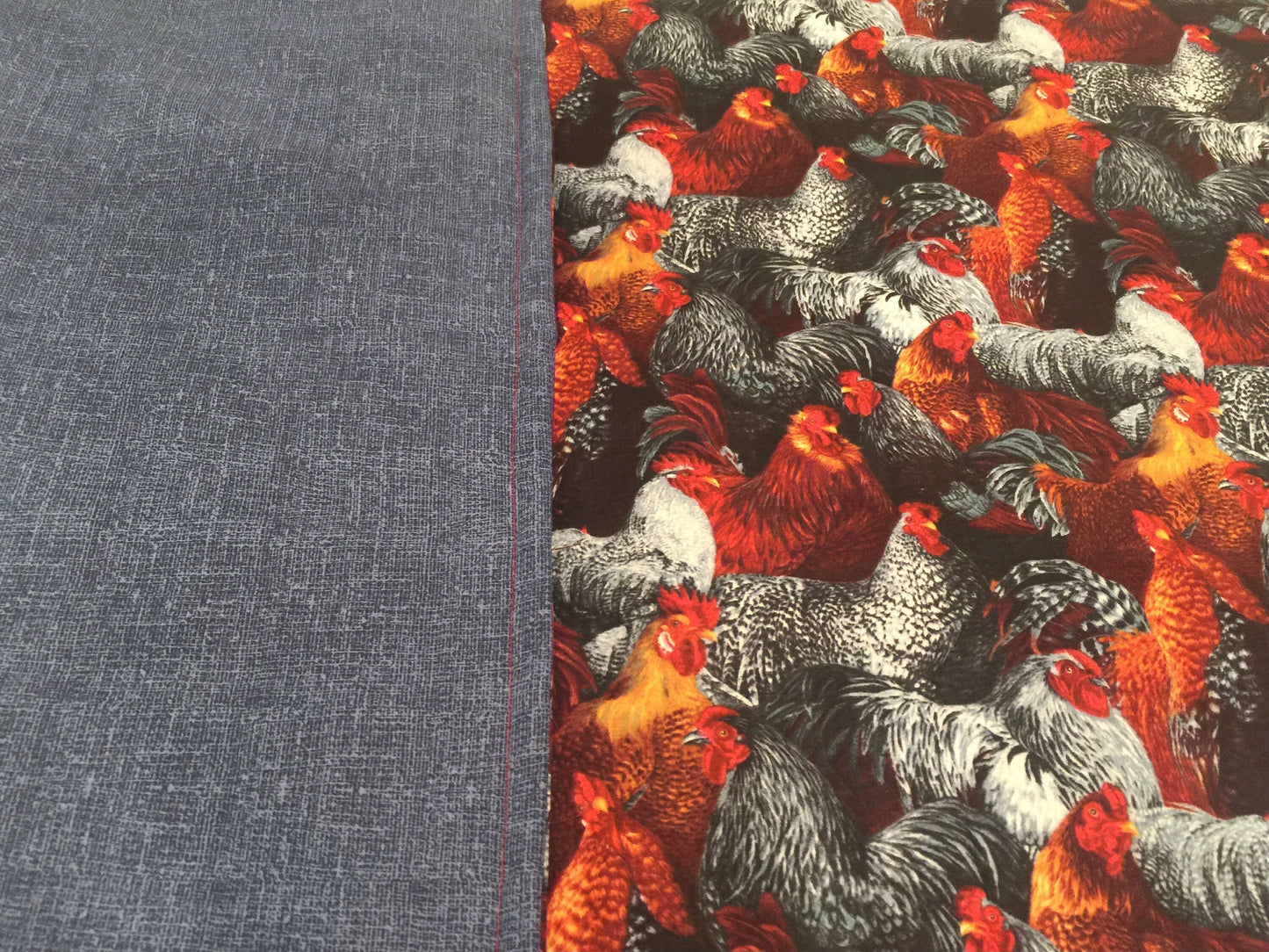 Bright, colorful chicken reversible blanket/throw