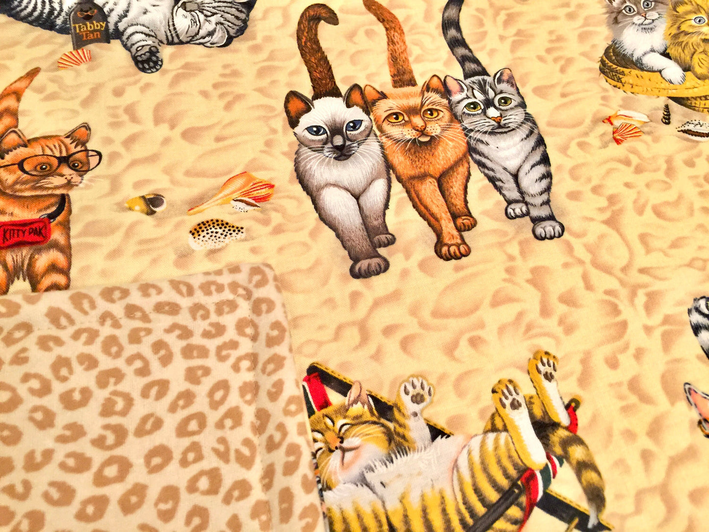 Adorable Cats on a beach reversible blanket/lap quilt