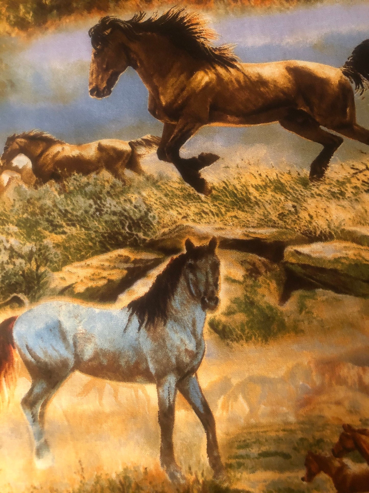 Beautiful Running Horses Lap Quilt/Blanket