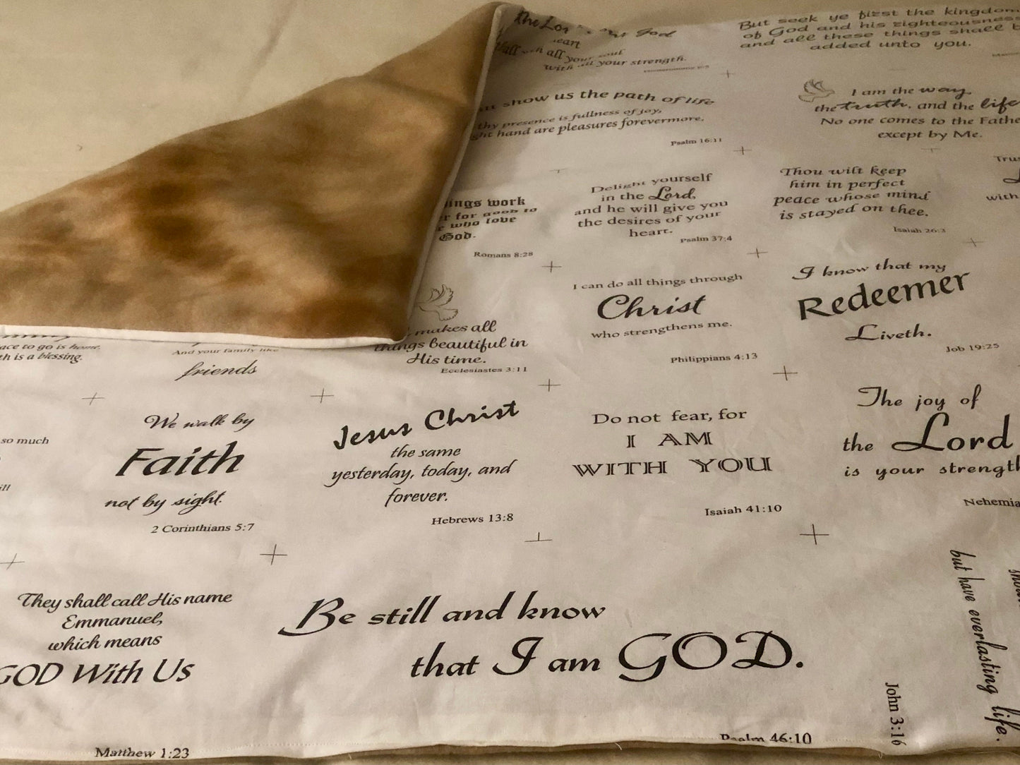 inspirational scripture and quotes reversible lap quilt