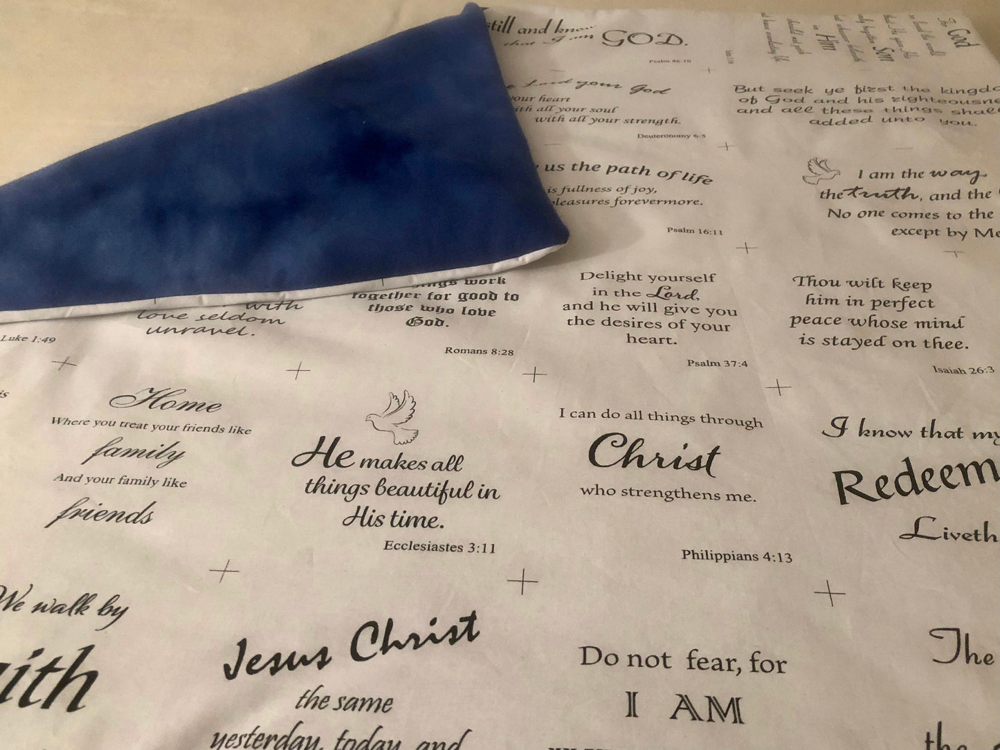 inspirational scripture and quotes reversible lap quilt