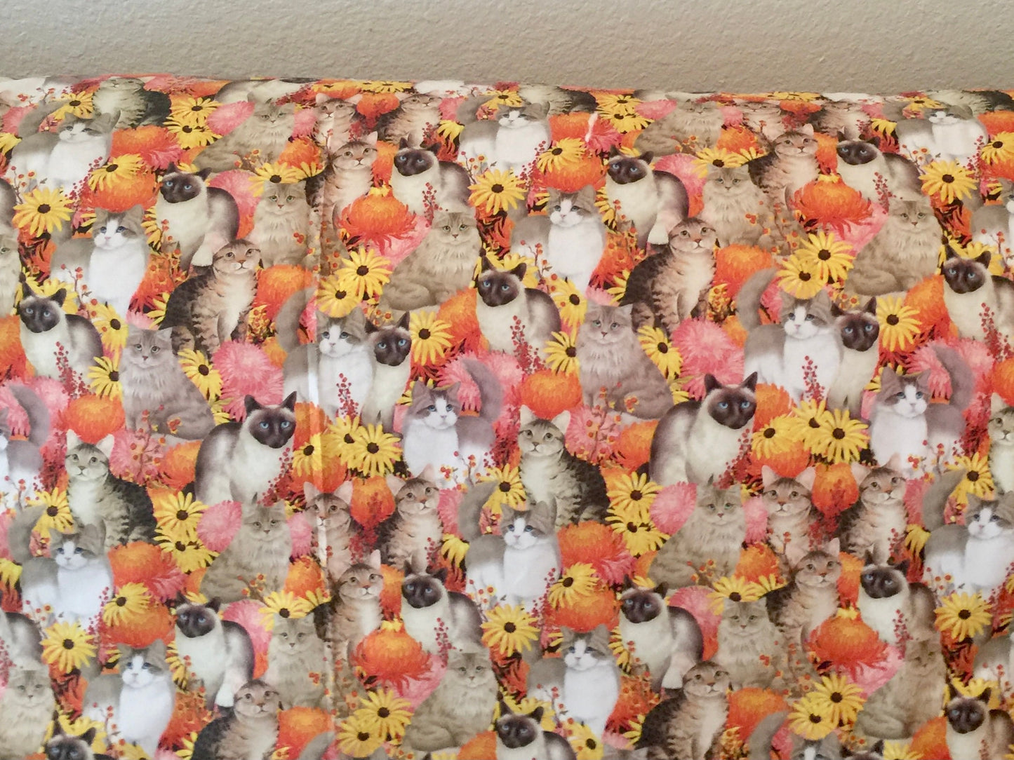 Beautiful cat, kitten and flowers and “meow” reversible blanket