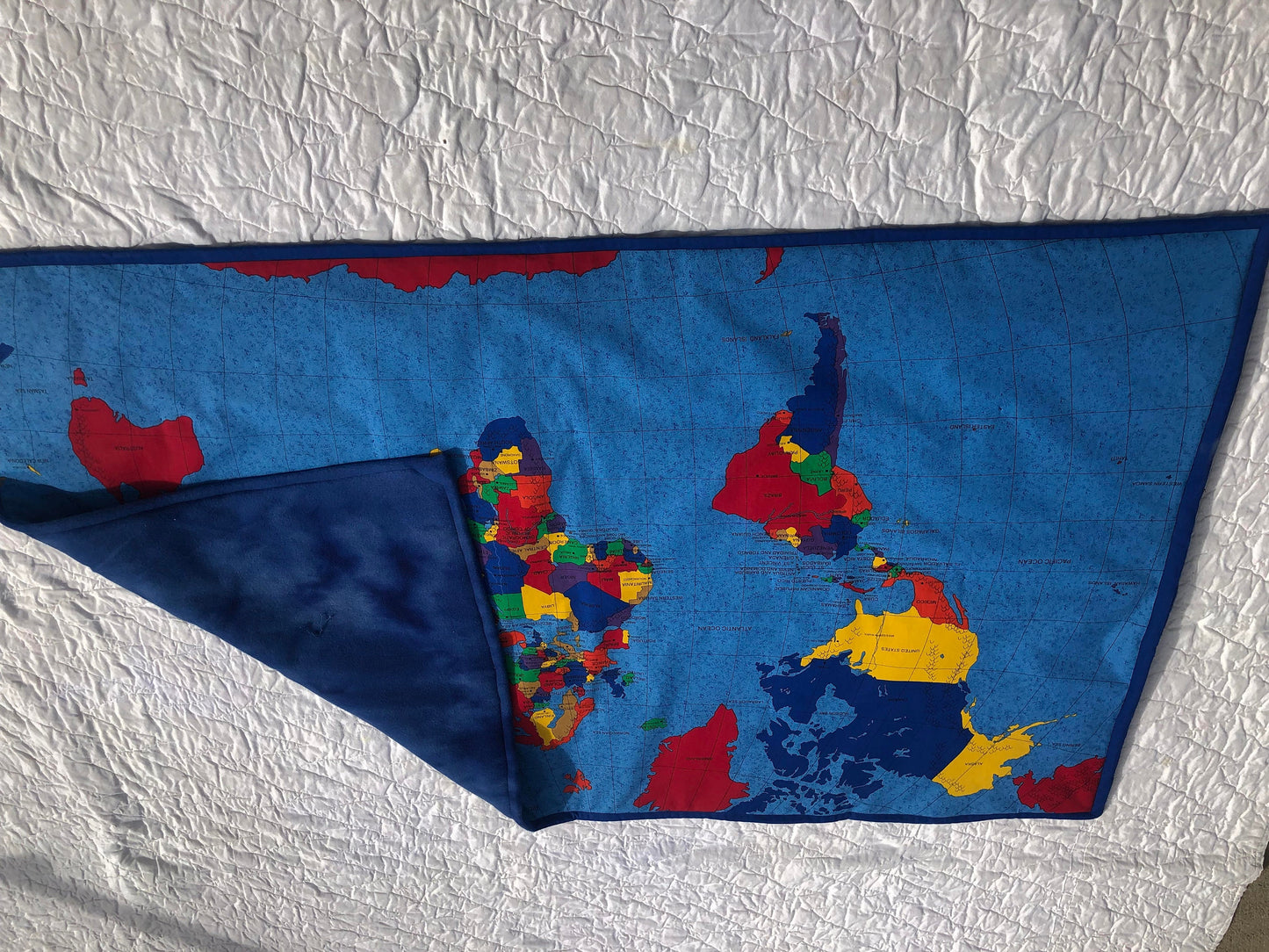 Vibrant World Map Throw/Lap Quilt