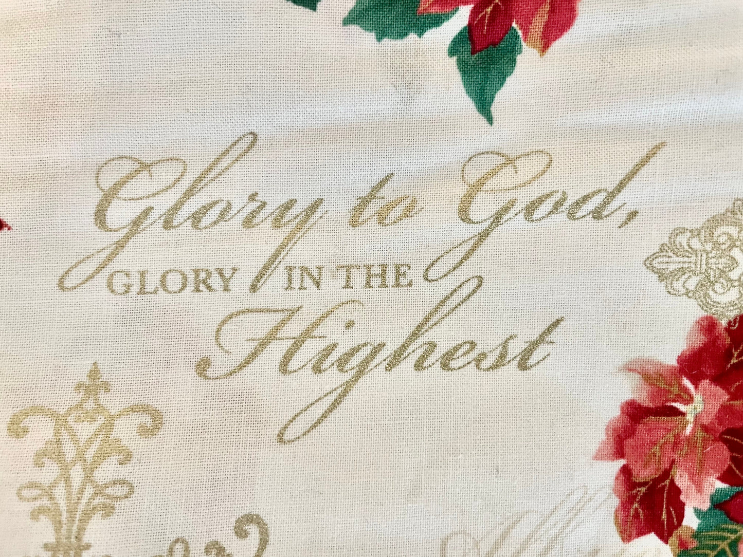 Designer Christmas Carols, Poinsettias and Gold Blanket