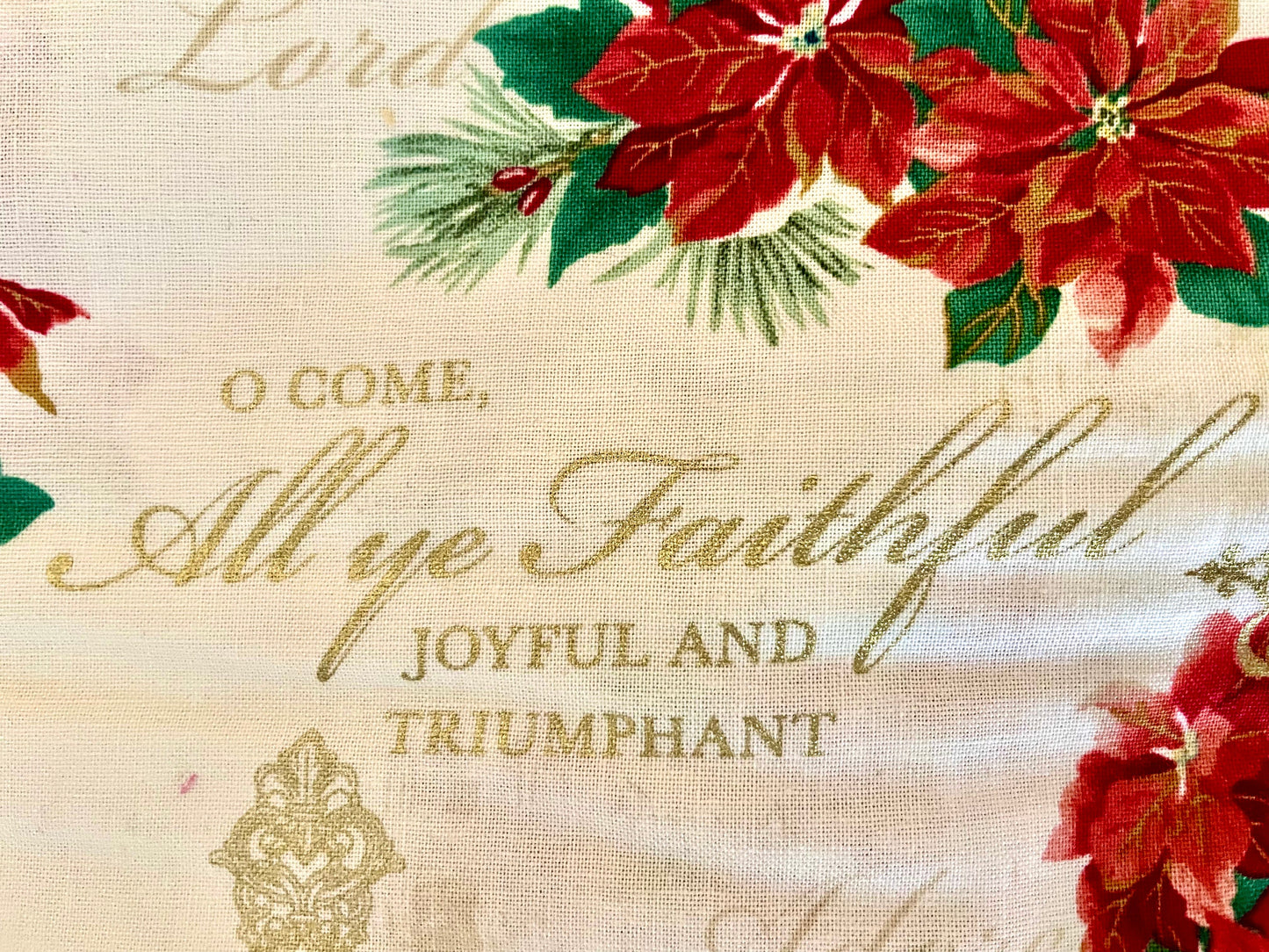 Designer Christmas Carols, Poinsettias and Gold Blanket