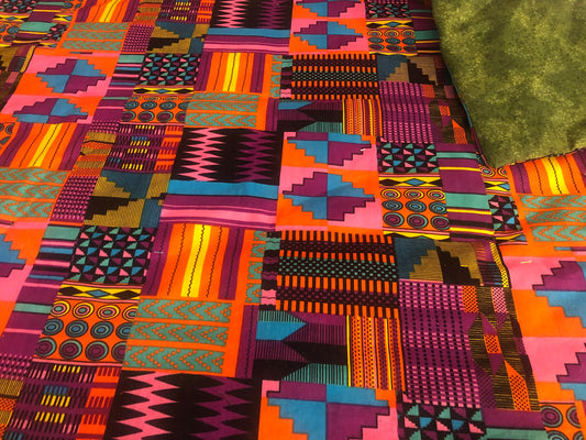 Colorful Kente Cloth Lap Quilt/Blanket