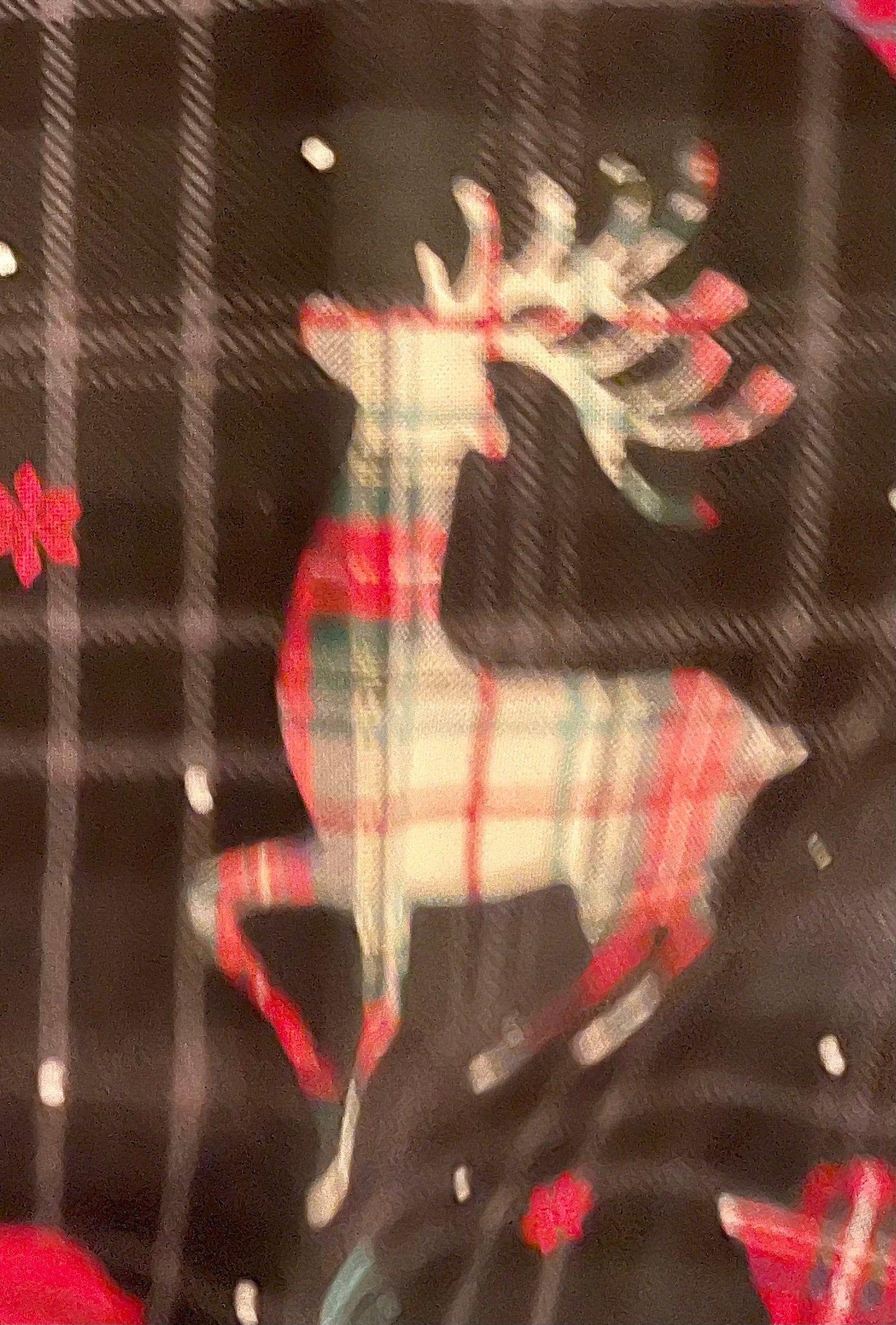 Beautiful Reindeer and plaid reversible cozy Christmas blanket