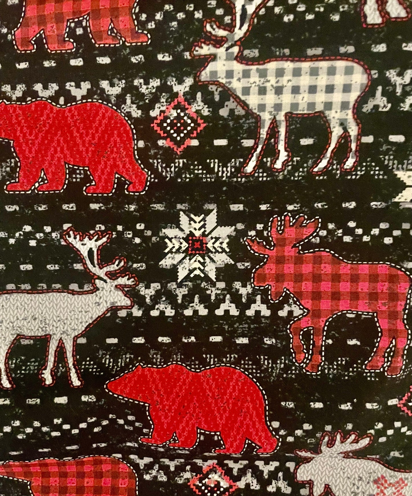 Cozy Christmas cabin blanket- plaid deer, bears and more