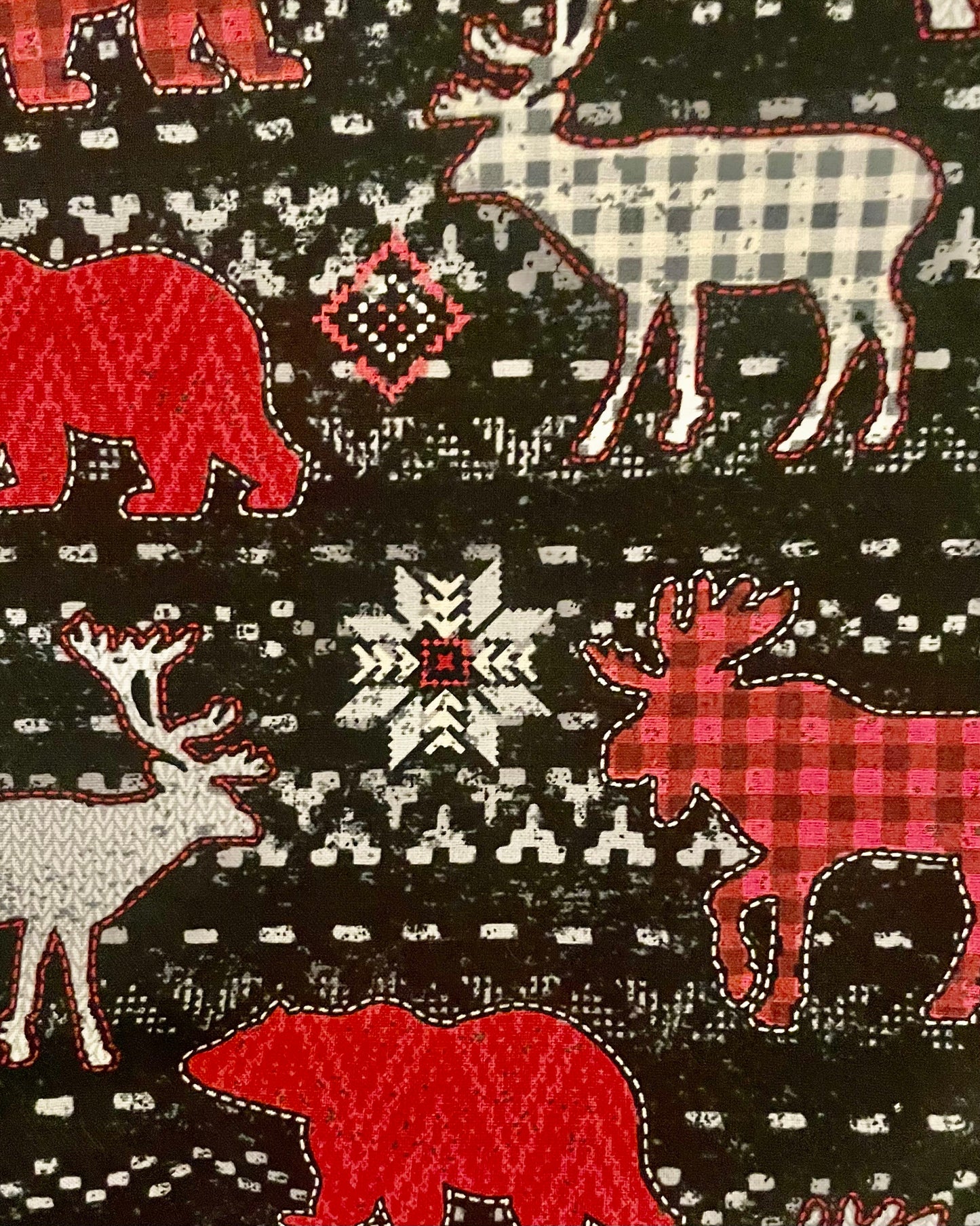 Cozy Christmas cabin blanket- plaid deer, bears and more