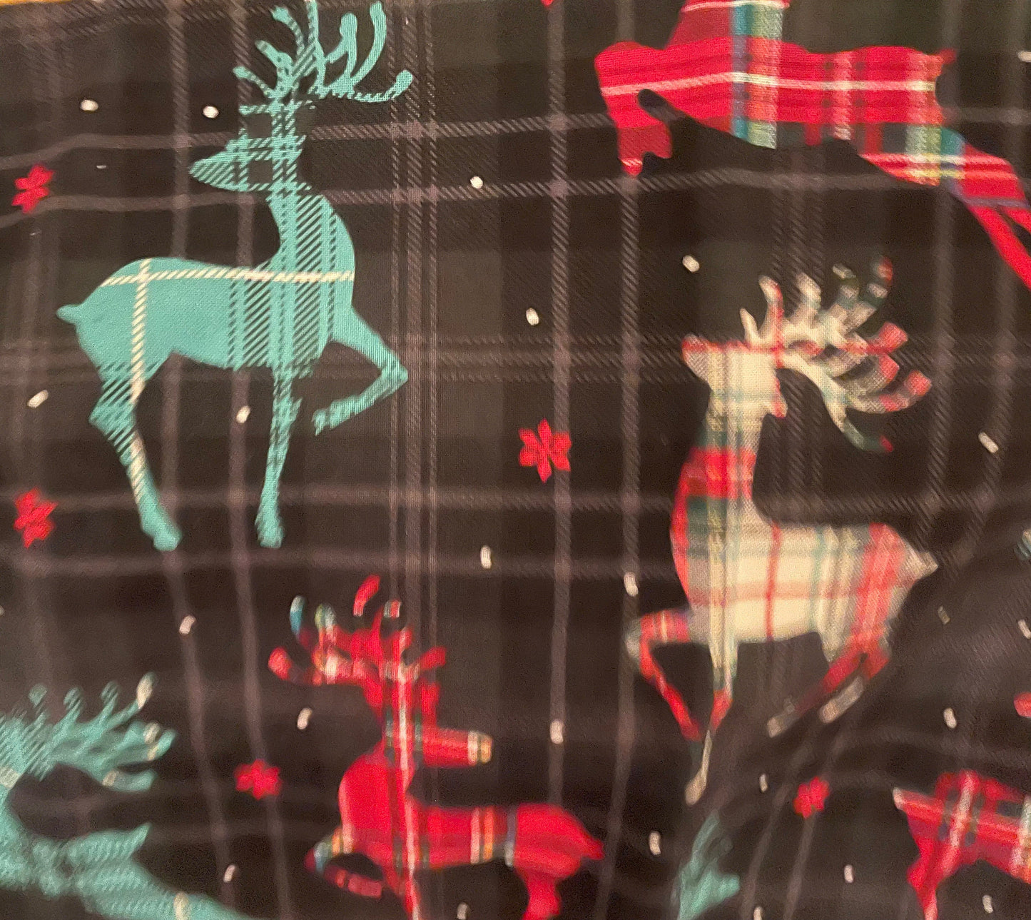 Beautiful Reindeer and plaid reversible cozy Christmas blanket