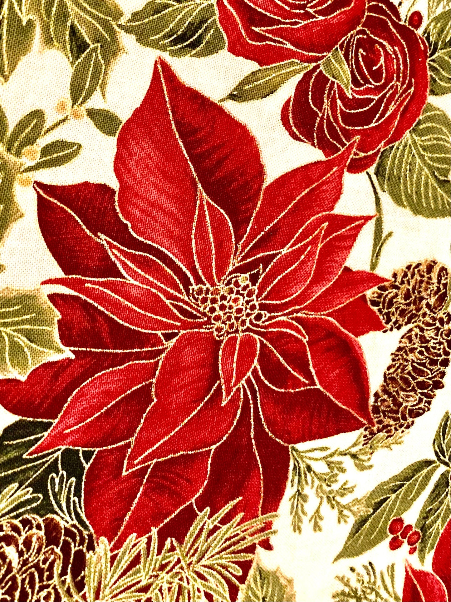 Beautiful Poinsettas and roses reversible blanket