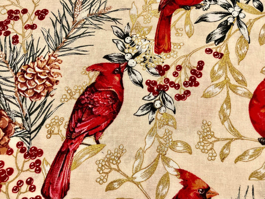 Beautiful designer Red cardinal and Pine Christmas blanket