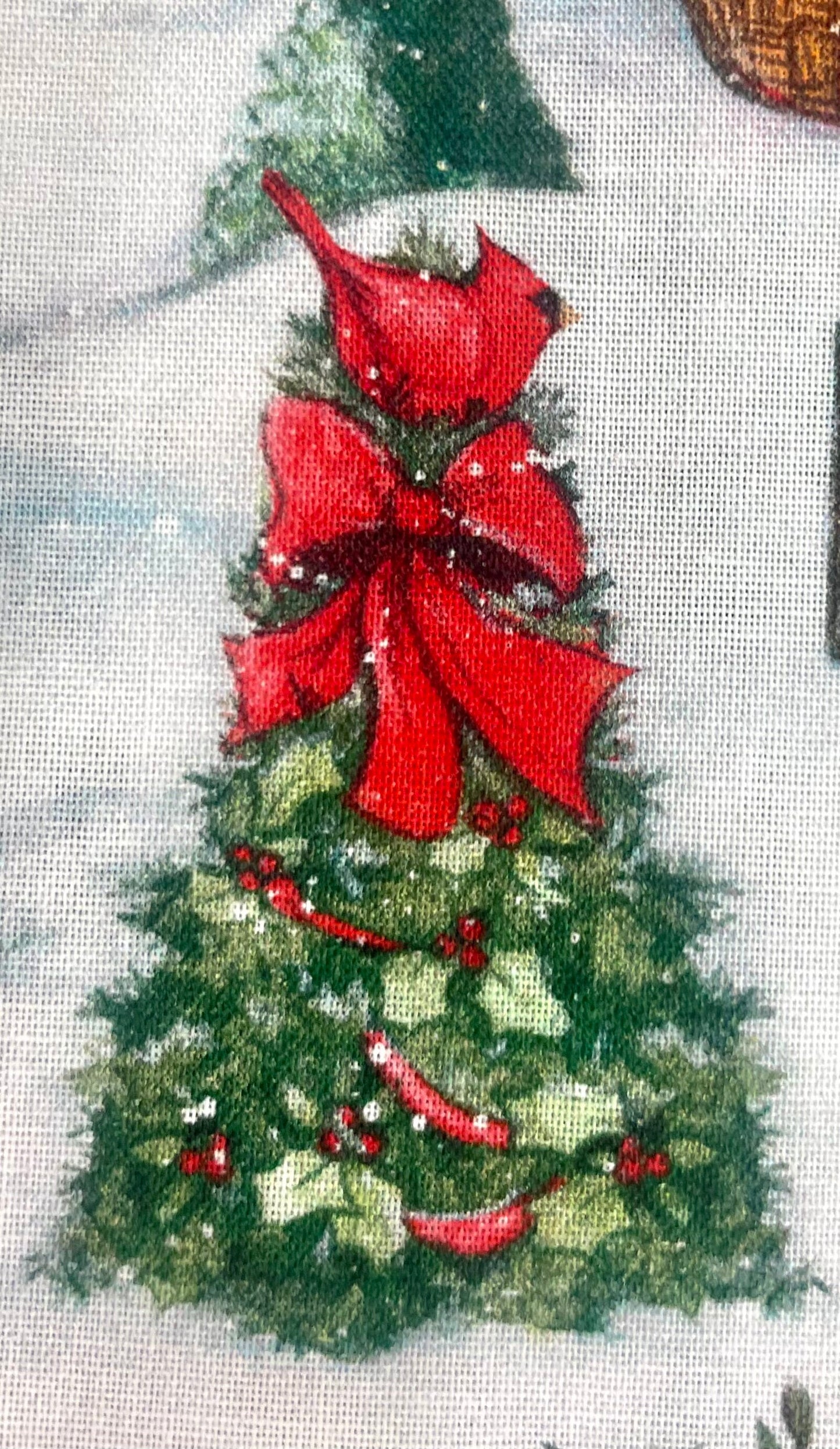 Beautiful Cardinals, berries and christmas tree reversible blanket