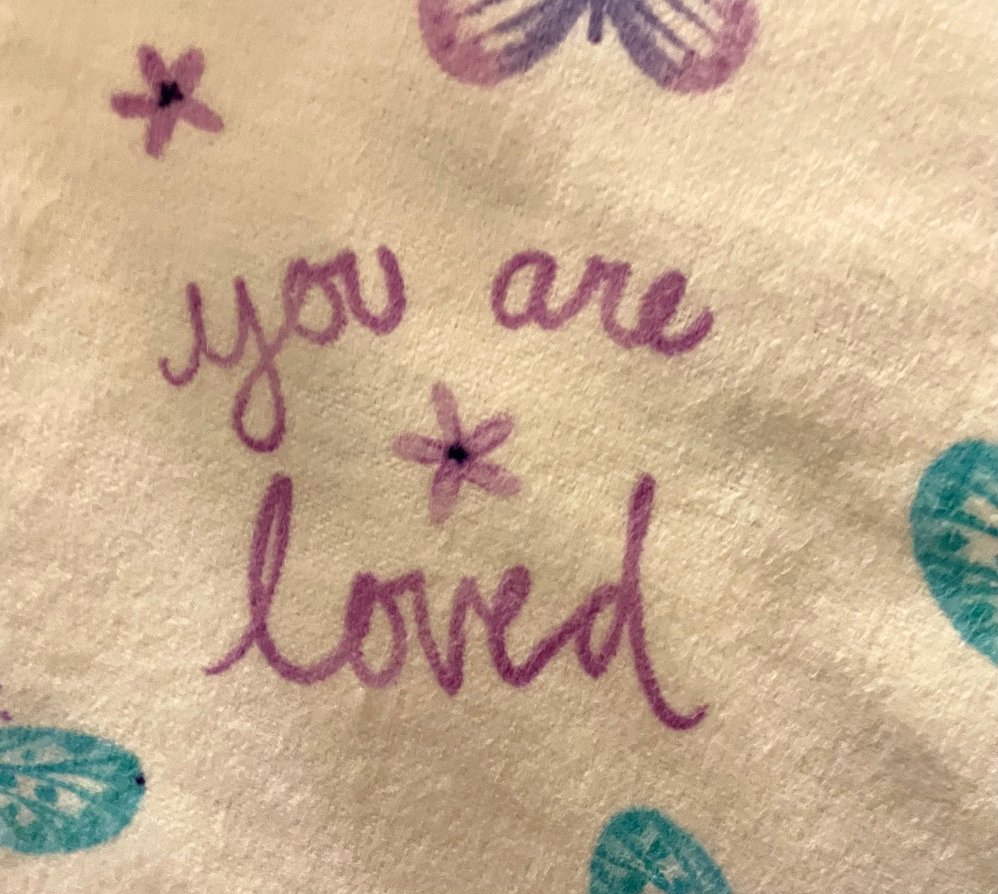 Beautiful “You Are Loved” purple and blue butterfly blanket