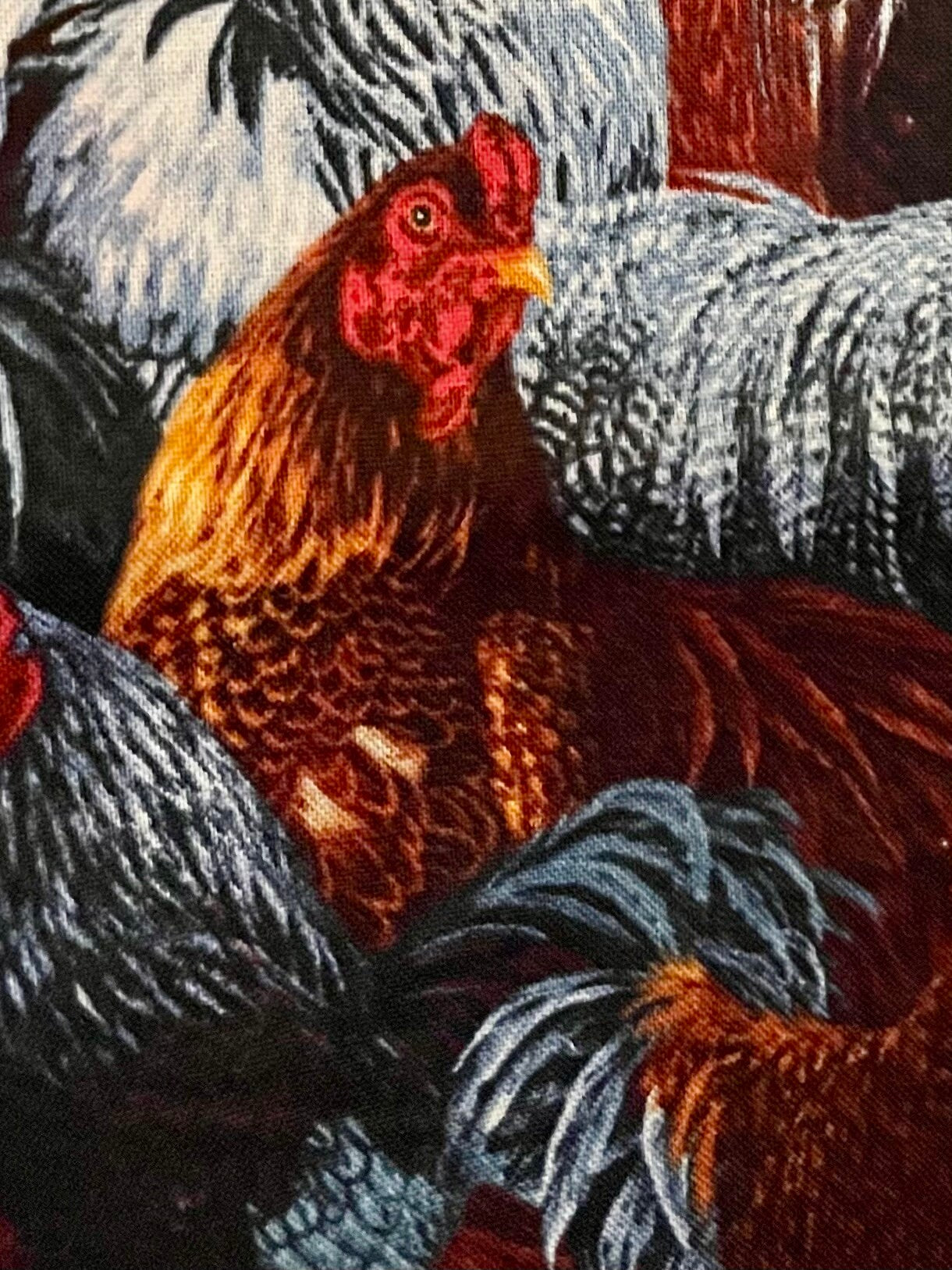 Colorful roosters and chickens reversible blanket and decor