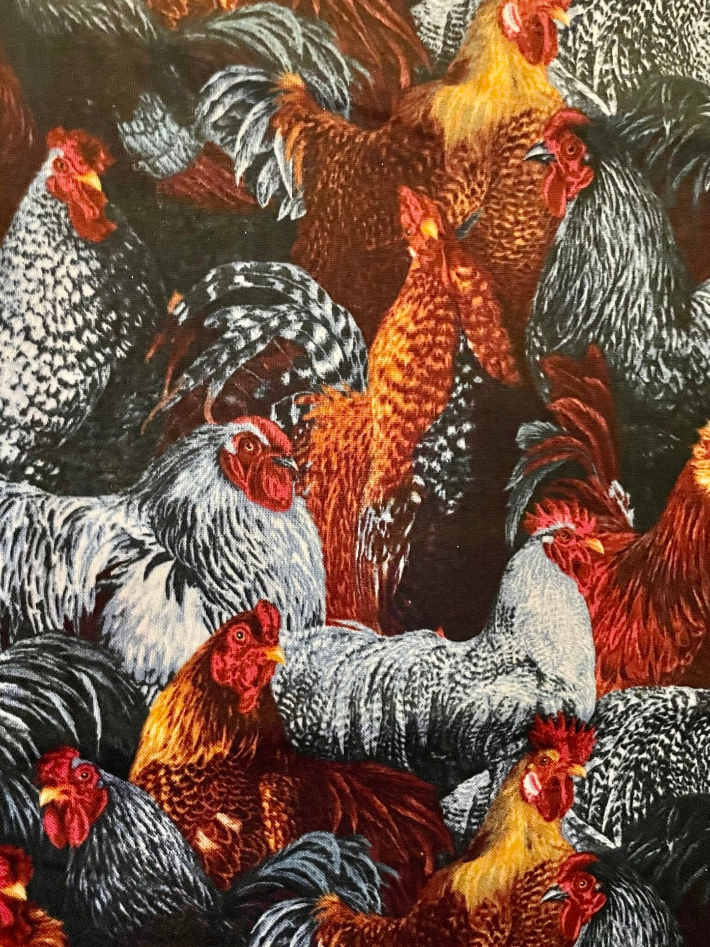 Colorful roosters and chickens reversible blanket and decor