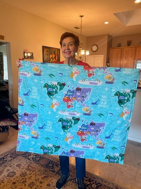 Beautiful loving world map reversible Children's blanket and gift