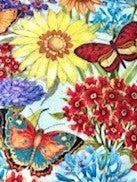 Colorful flowers and butterflies reversible blanket