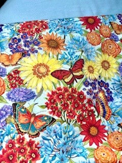 Colorful flowers and butterflies reversible blanket
