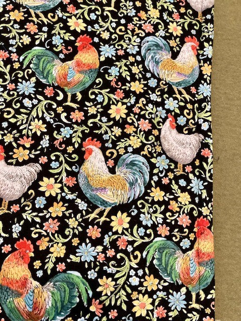 Beautiful colorful Chickens and flowers blanket