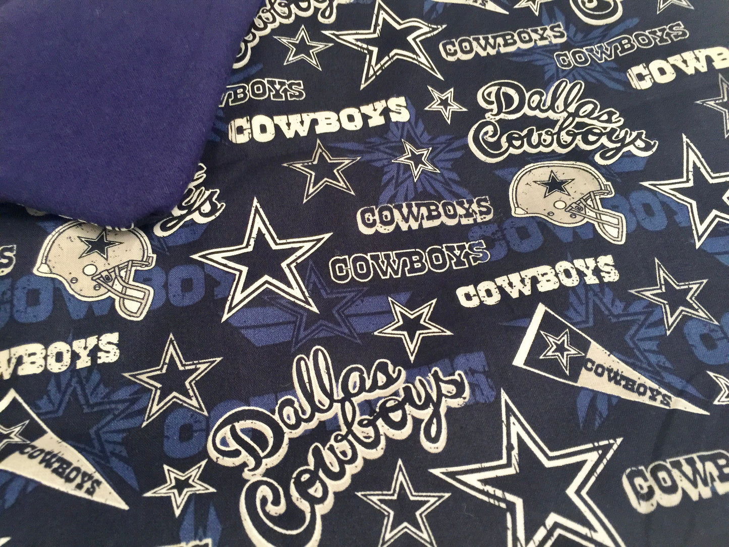 Perfect reversible Dallas Cowboy Fan and Tailgate Blanket!
