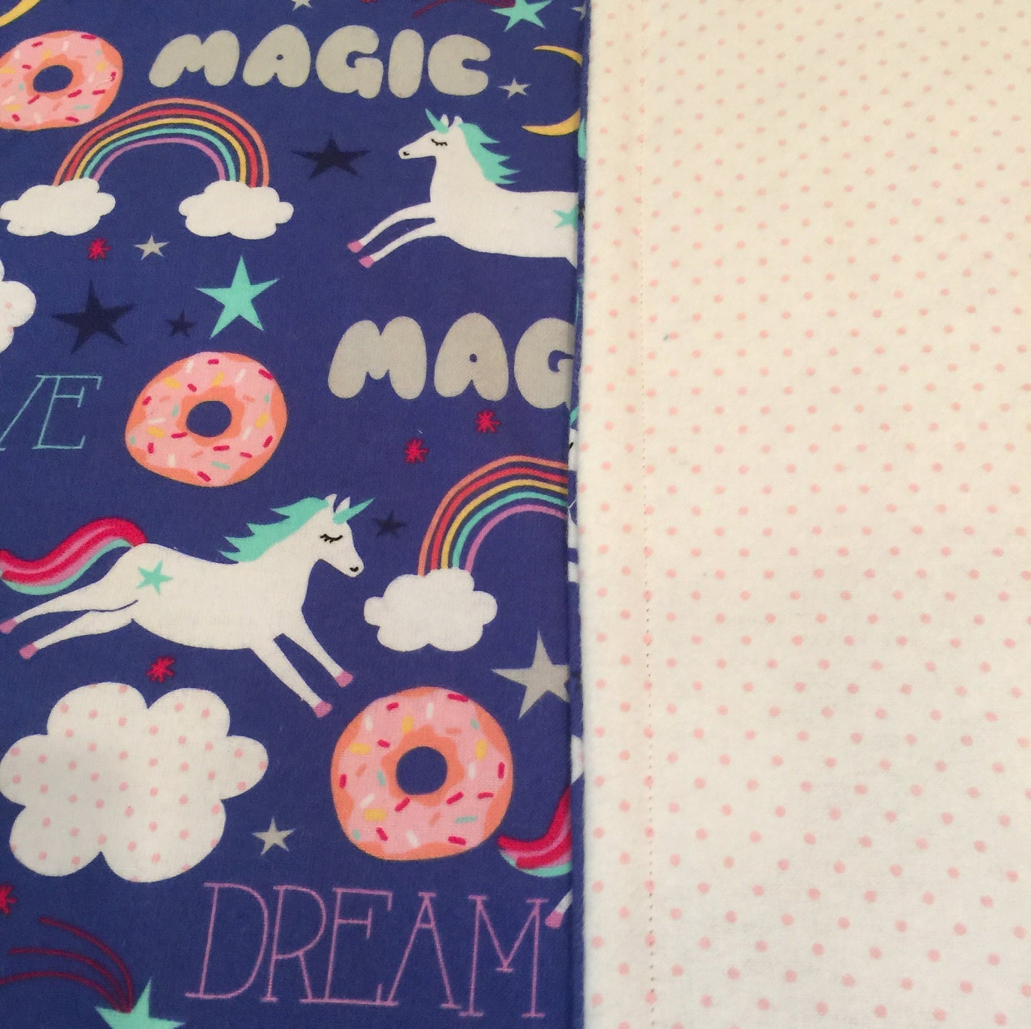 Magical rainbow, unicorn and donut blanket!