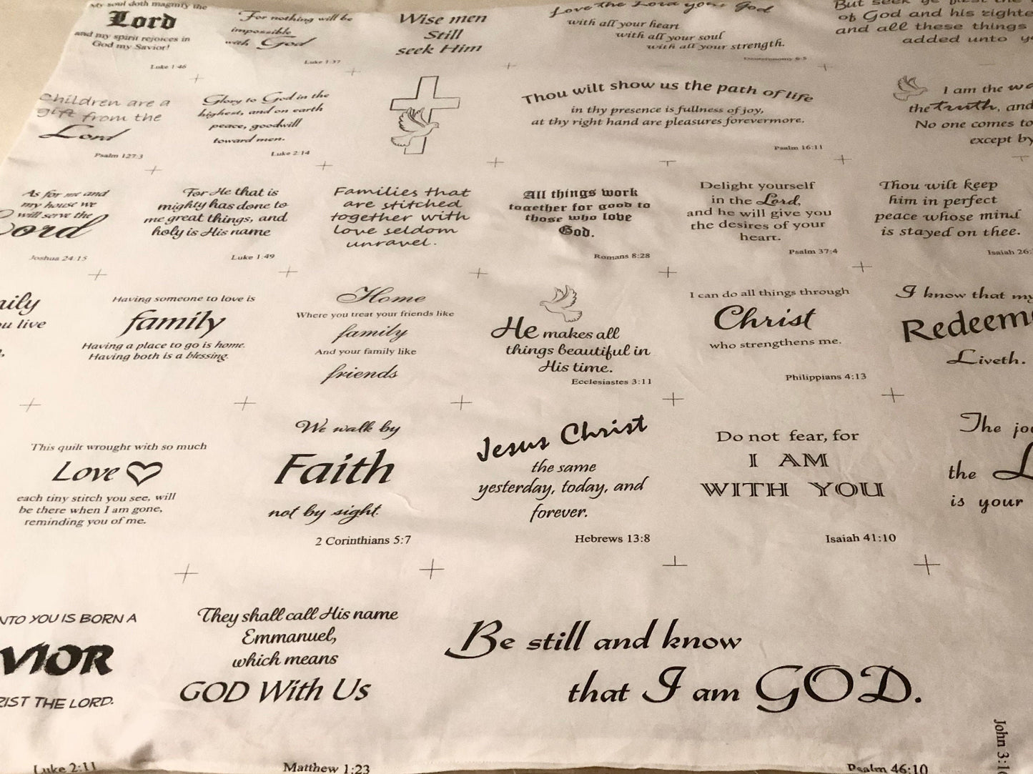 inspirational scripture and quotes reversible lap quilt