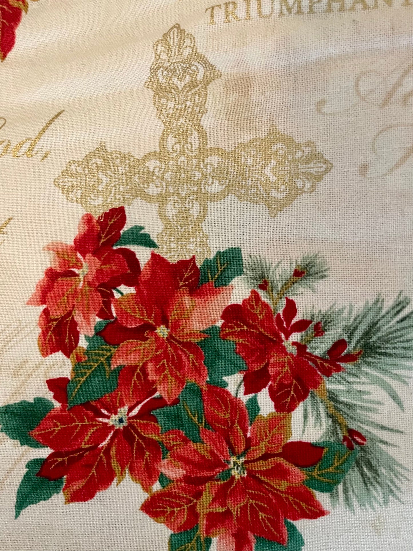 Designer Christmas Carols, Poinsettias and Gold Blanket
