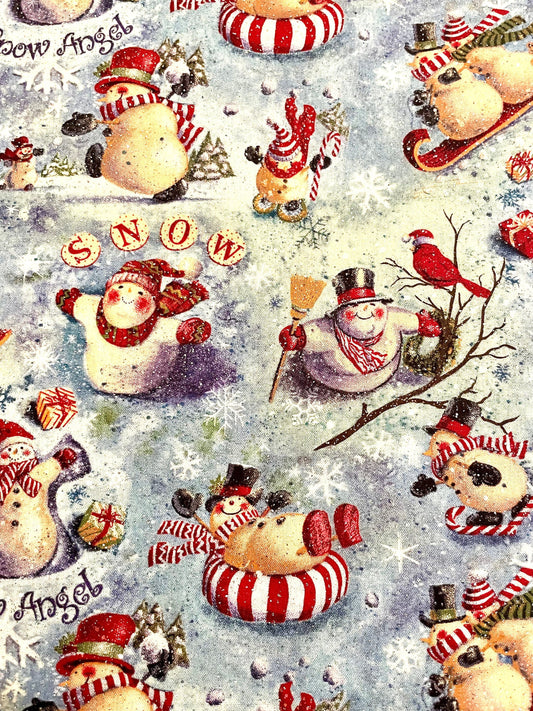 Beautiful sparkling snowman Christmas blanket