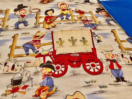 Adorable vintage western cowboy blanket