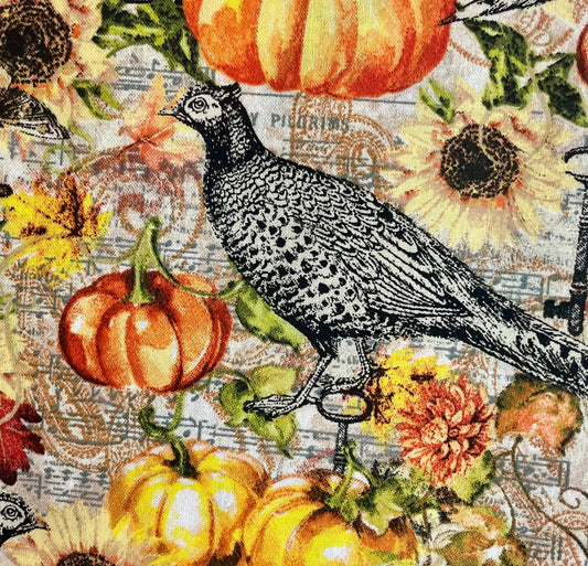 Beautiful designer fall, pheasant, pumpkins, leaves reversible blanket