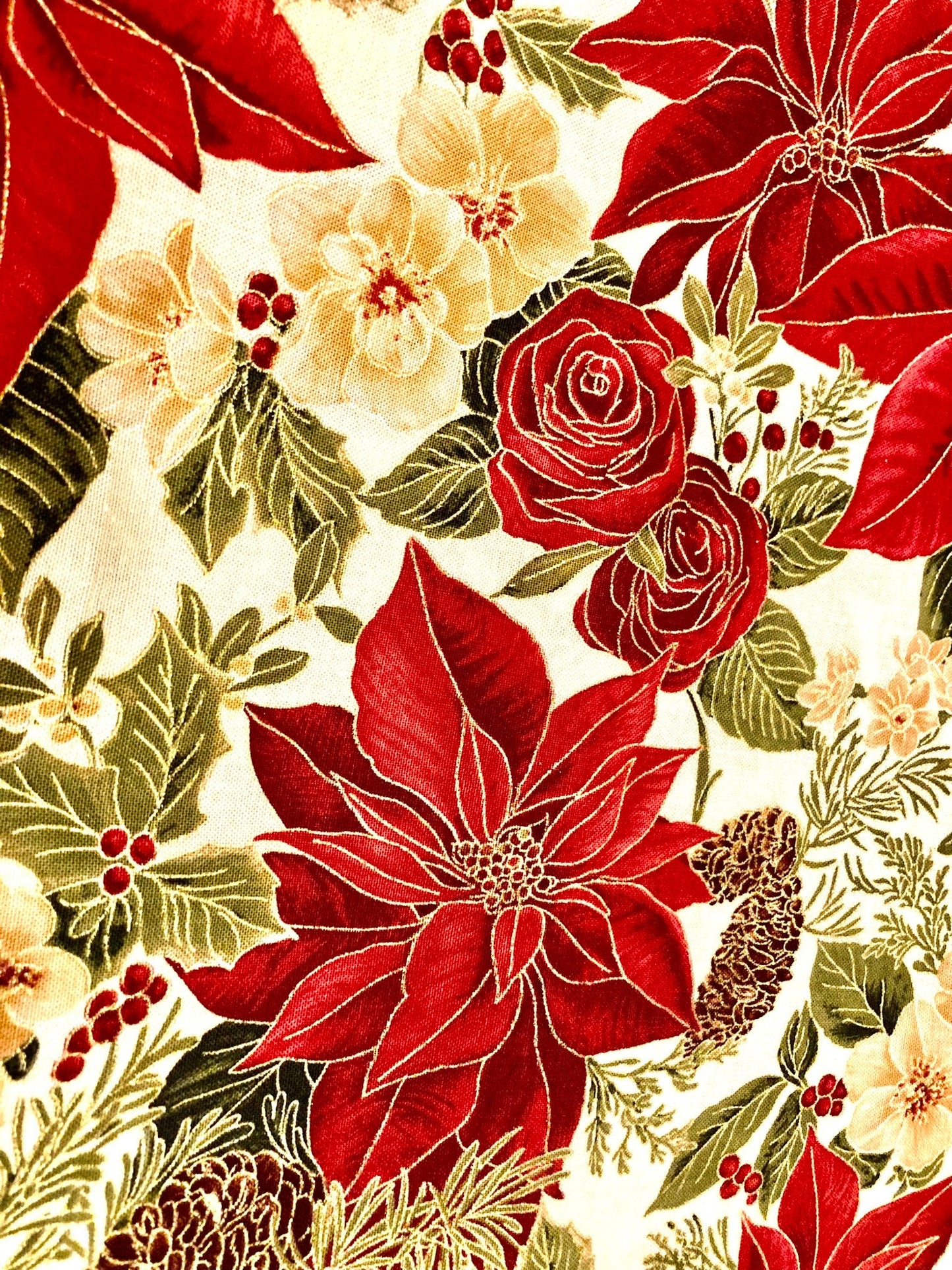 Beautiful Poinsettas and roses reversible blanket