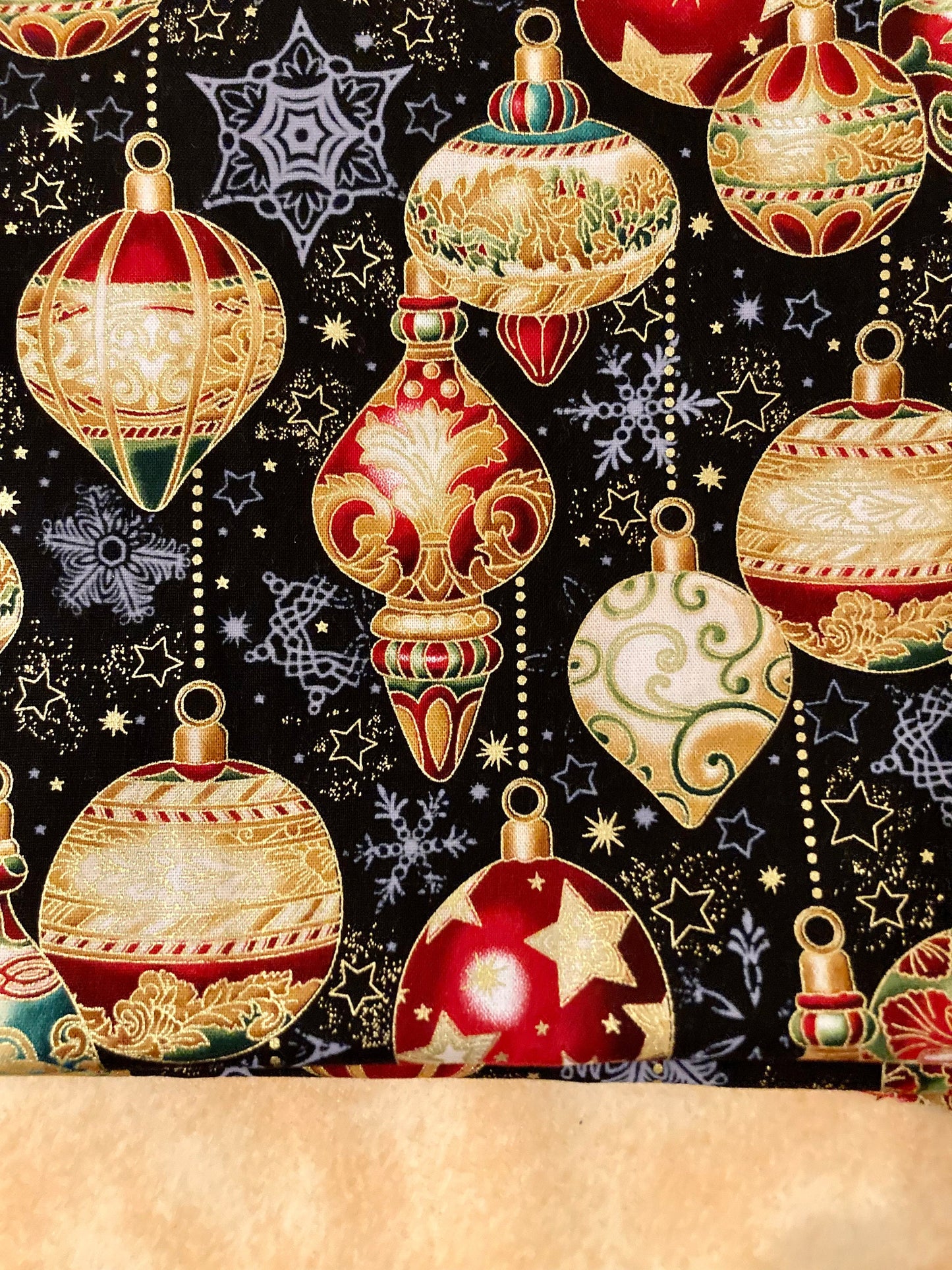 Gorgeous designer christmas ornament blanket