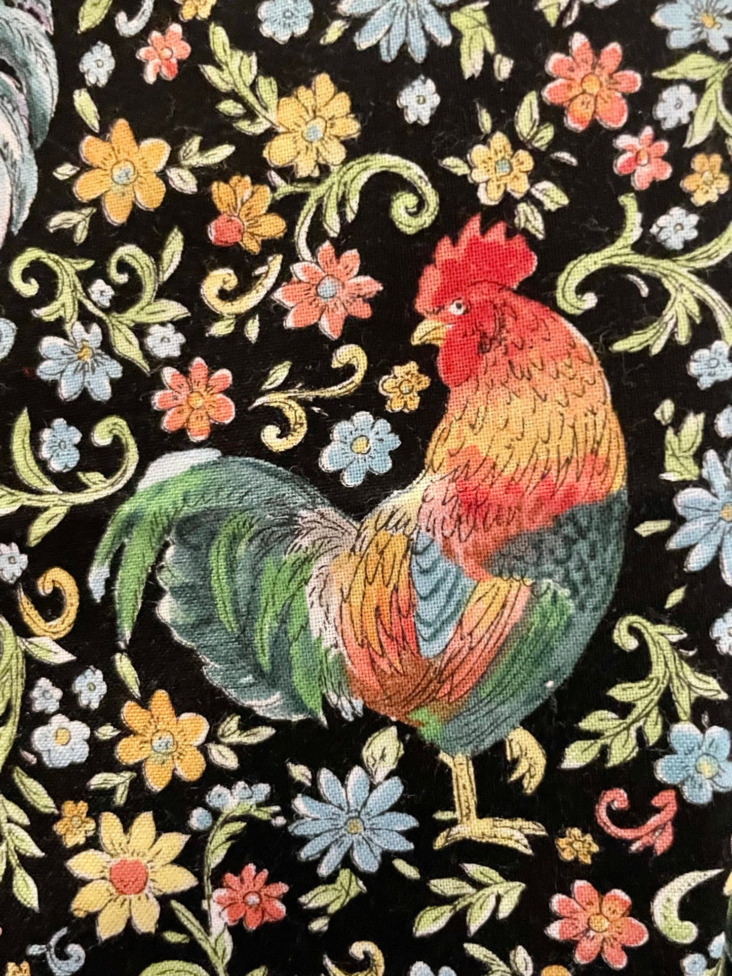 Colorful roosters and chickens blanket and decor